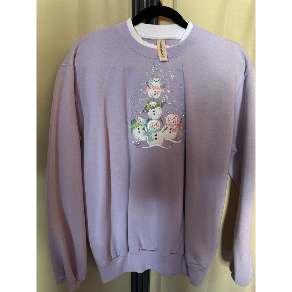 Decorated Originals Women's Purple Snowman Studded Sweatshirt Grannycore Size XL